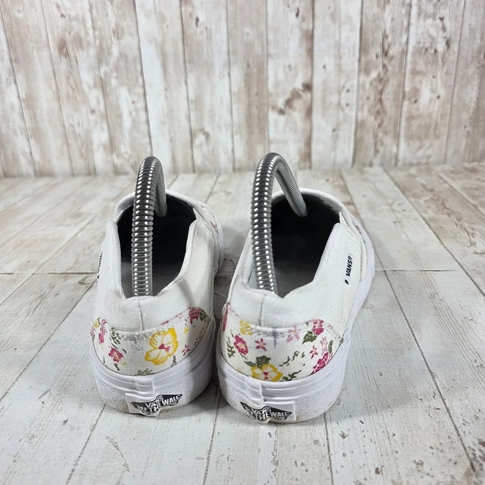Vans Classic Slip On Floral Tropical White Pink Yellow Sneakers Womens 7 500714